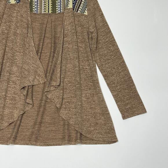 Skonhet Long Sleeve Open Front Cardigan Brown Woemns XL Embroidered Lightweight - Picture 6 of 10